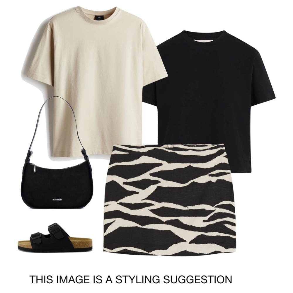 NWT H&M linen zebra mini skirt